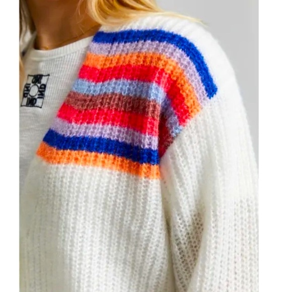 INDEE Network Cardigan Stripe Colorful Long Sleeves Sweater Size 10 - Picture 5 of 14